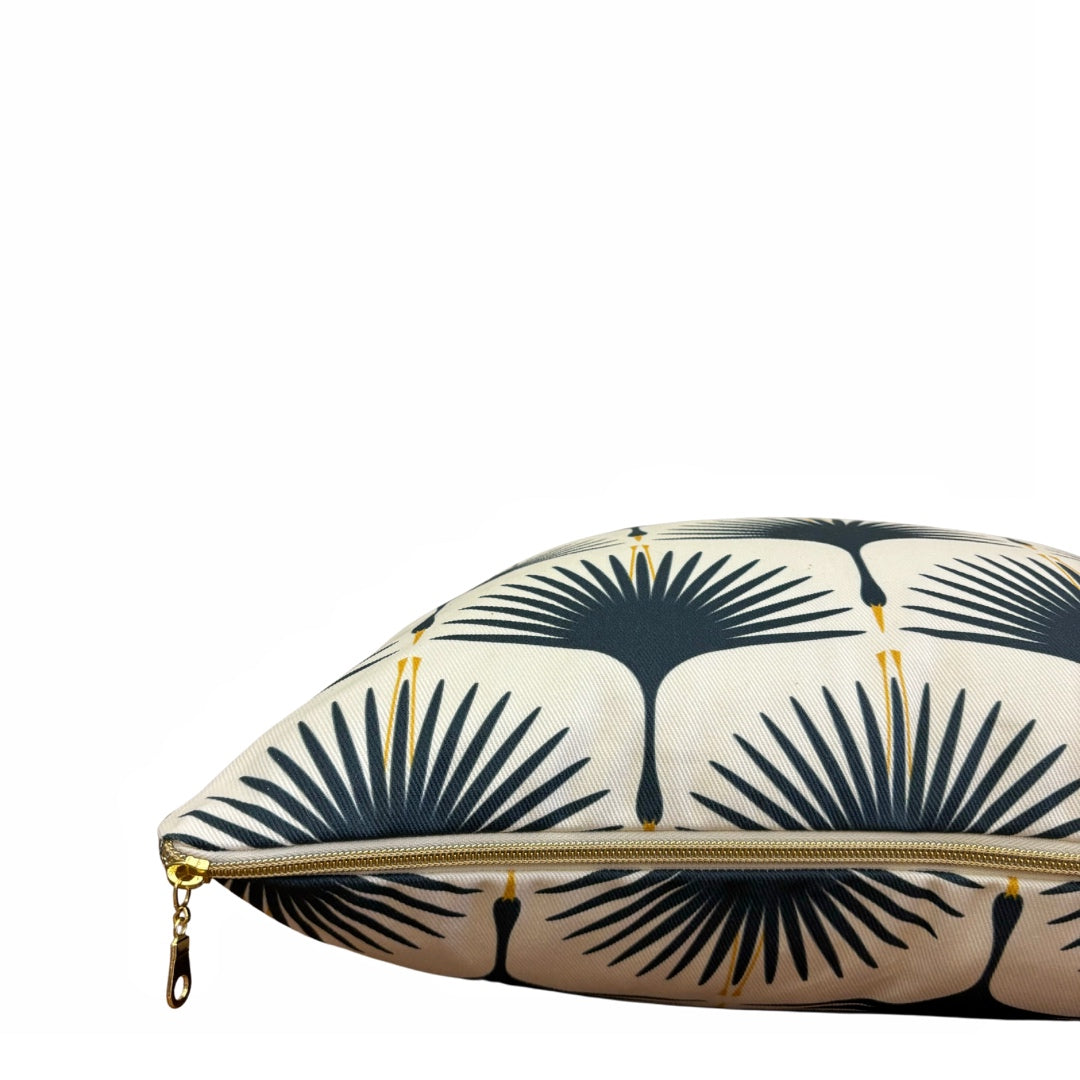 Art Deco Swans Pillow Cover - Navy