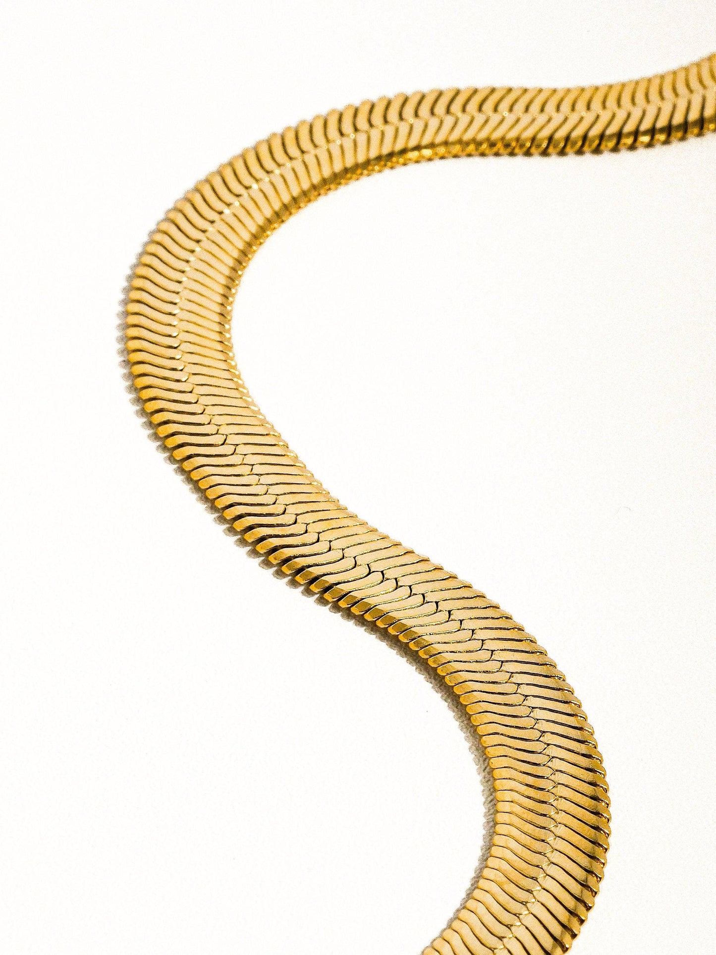 Juliana 18K Gold Non-Tarnish Flat Bold Snake Chain Necklace: Yellow Gold