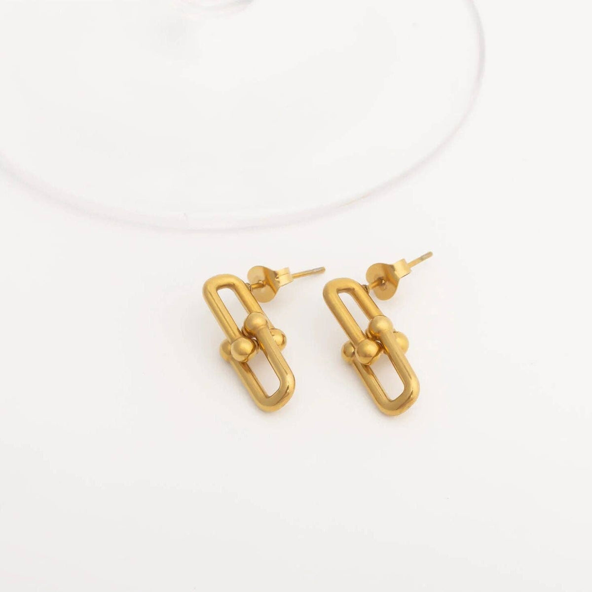 18K Gold PVD Thick Ulock Chain Earrings: Gold