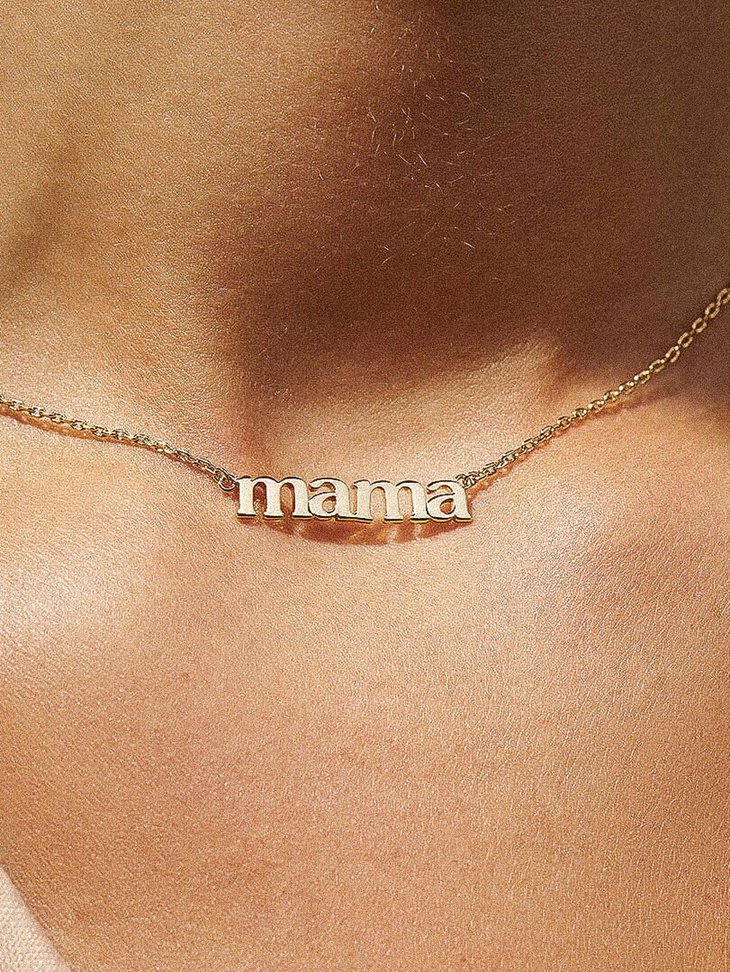 Mother's Day 18K Gold Non-Tarnish Necklace: Mama-Gold