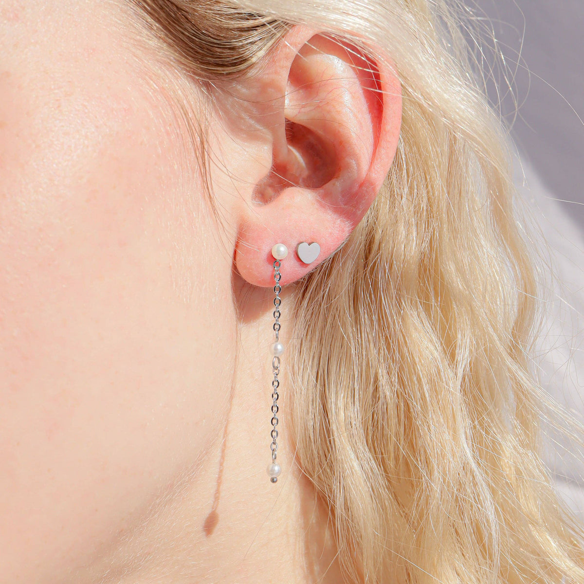 18K Gold PVD Heart Stud Earrings: Gold