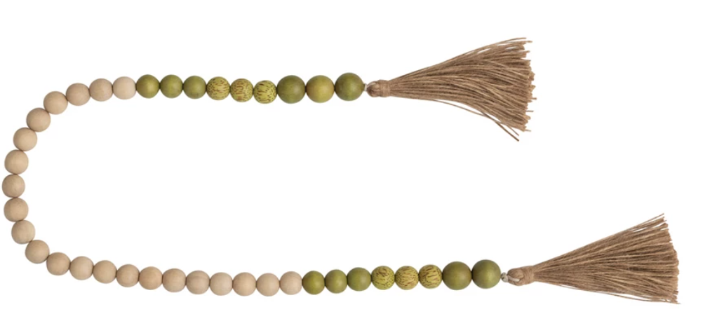 Large Wood and Coco Shell Bead Garland