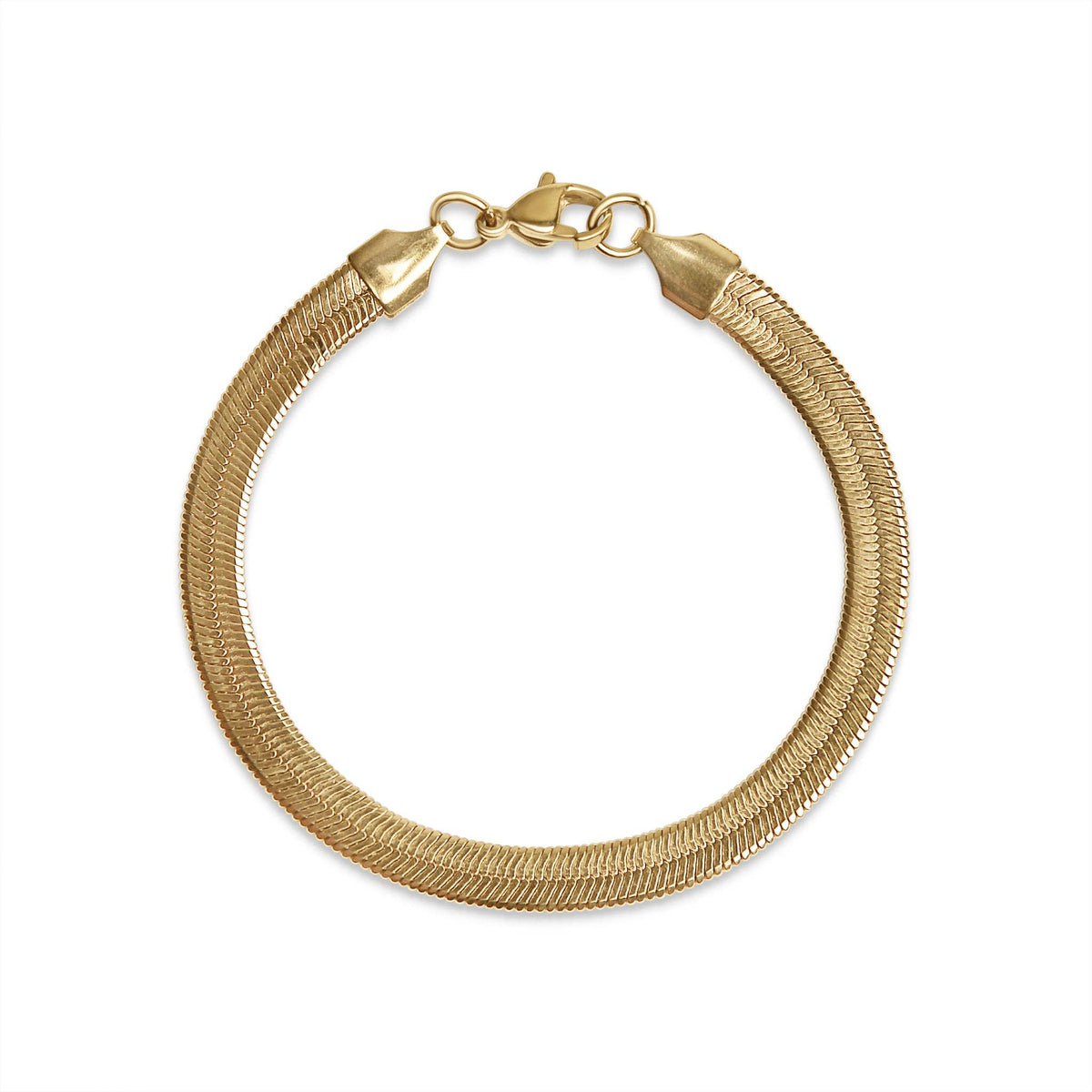 18K plated Herringbone Chain Bracelet: 7" / 3mm