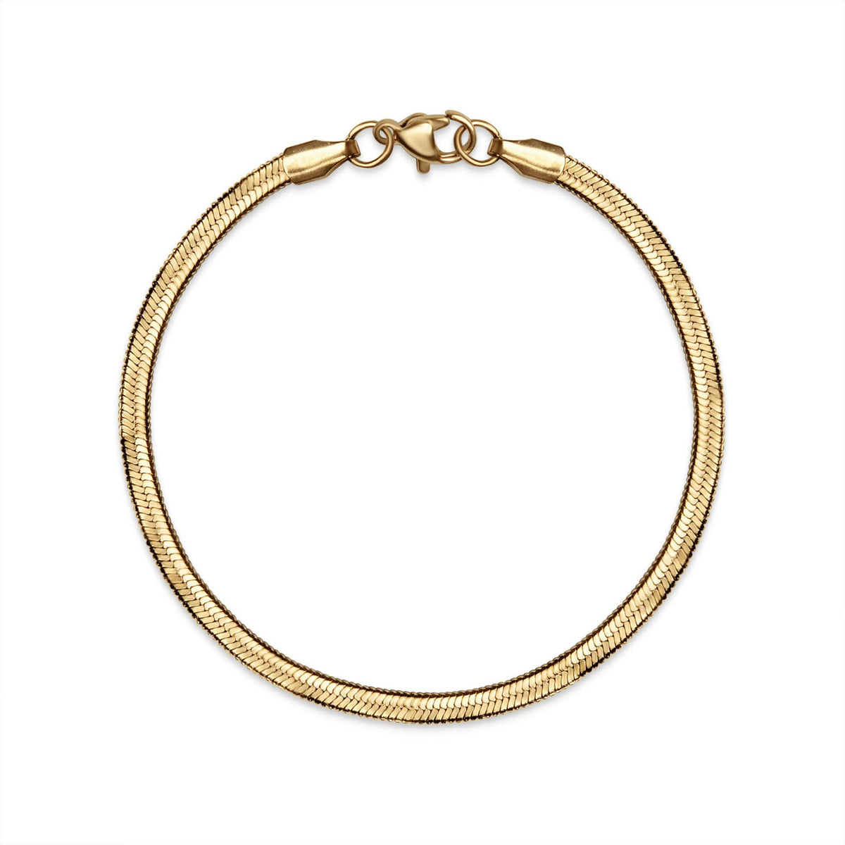 18K Gold plated Herringbone Chain Bracelet: 6.5" / 5.5mm