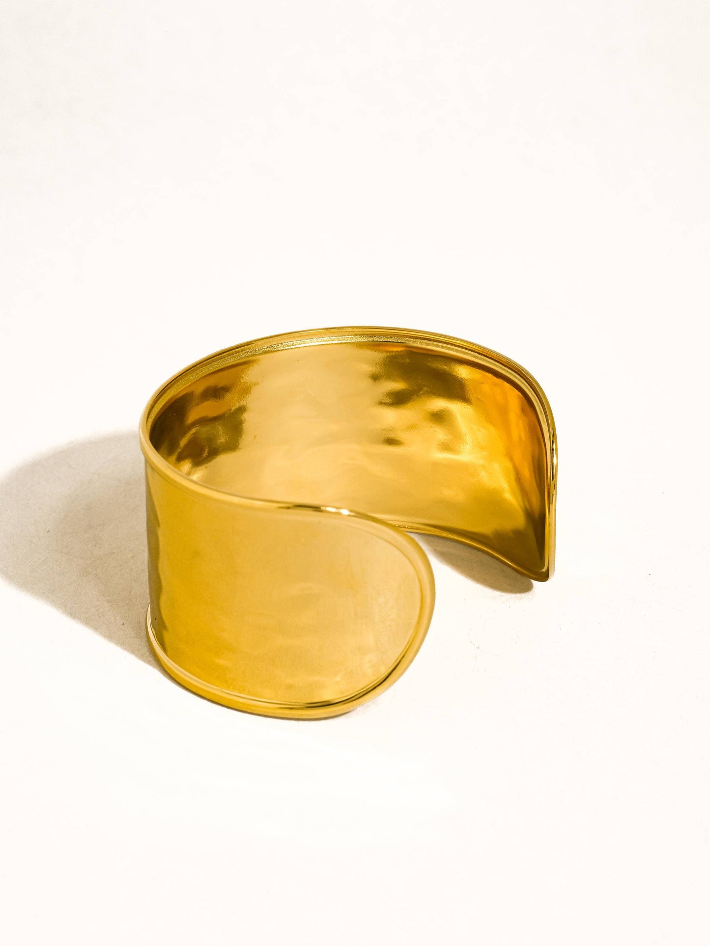 Calric 18K Gold Non-Tarnish Wide Statement Cuff Bracelet: Yellow Gold