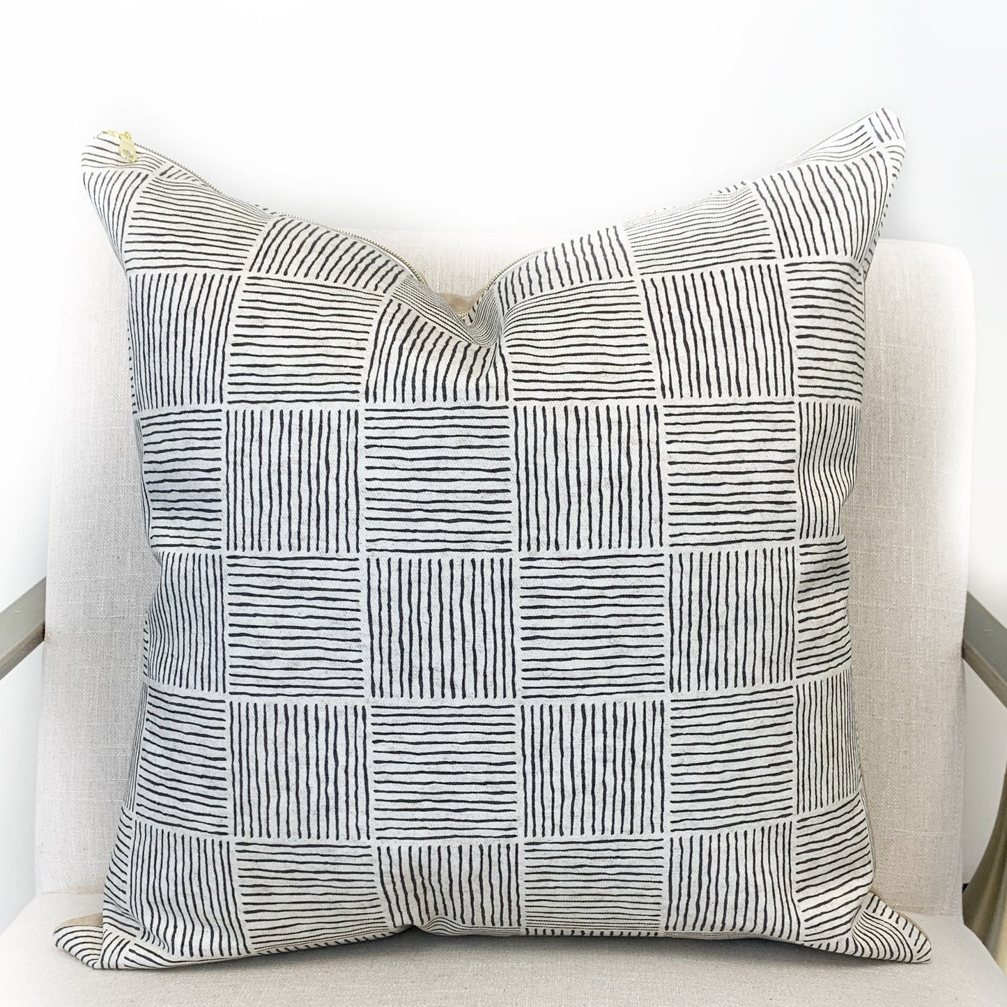 Cover Only | Charcoal Basket Weave Squares Minimal | Designed by Erin Kendall | Dogwood Denim Accent Pillow
