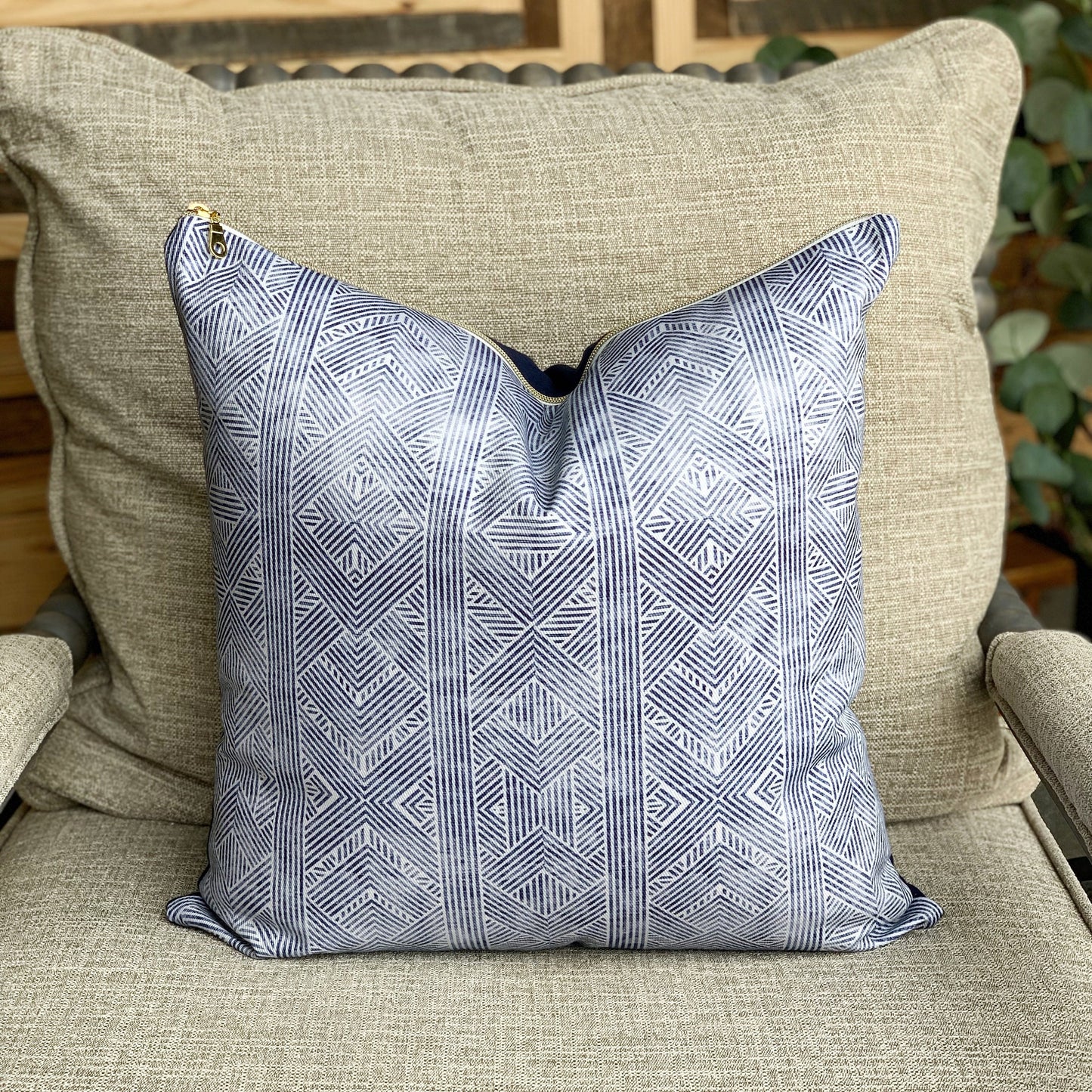 Cover Only | Indigo geometric pillow