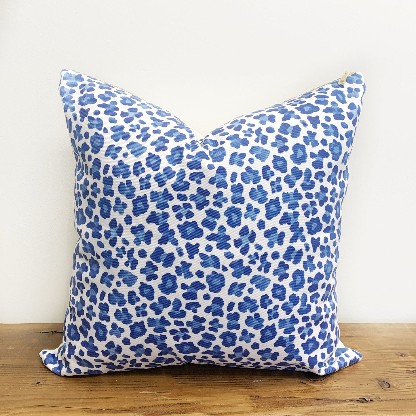 Cover Only | Blue Leopard Print Throw Pillow |Designed by Danika Herrick | Grandmillennial Throw Pillow