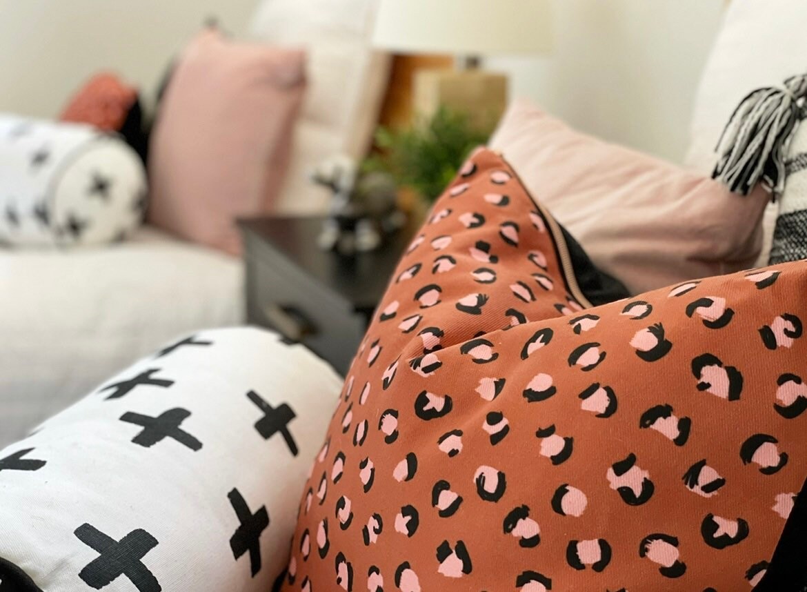 Cover Only | Rust + Blush Leopard Print Pillow