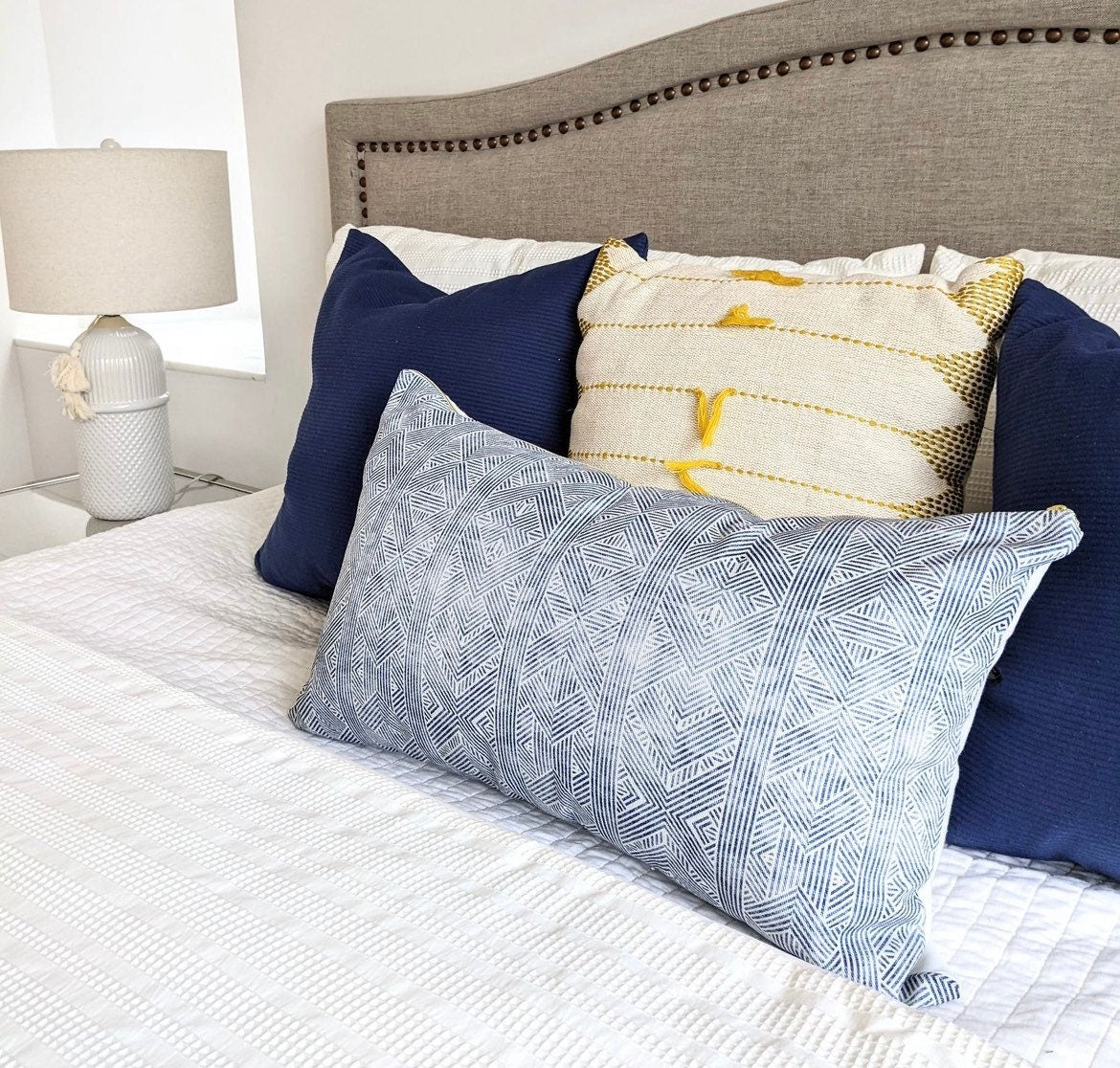 Cover Only | Indigo geometric pillow