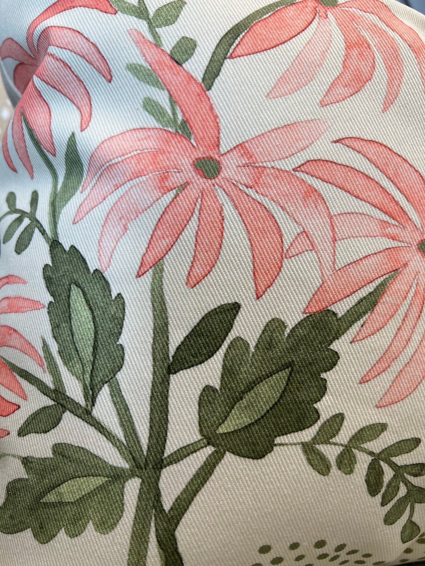 Cover Only | Pearl‘s Bouquet Pink and Green | Designed by Danika Herrick | Grandmillennial Accent Pillow | Machine Washable