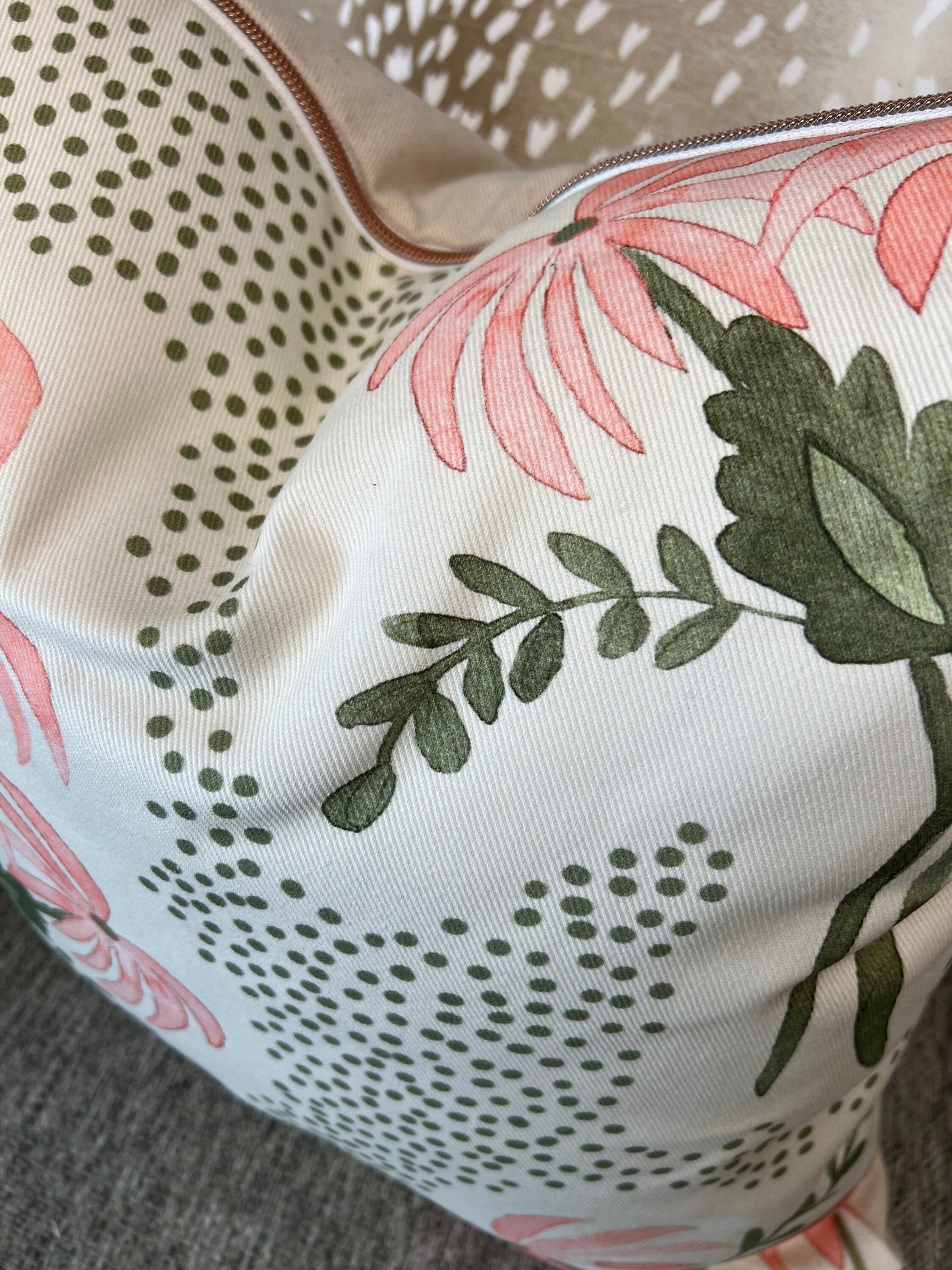 Cover Only | Pearl‘s Bouquet Pink and Green | Designed by Danika Herrick | Grandmillennial Accent Pillow | Machine Washable