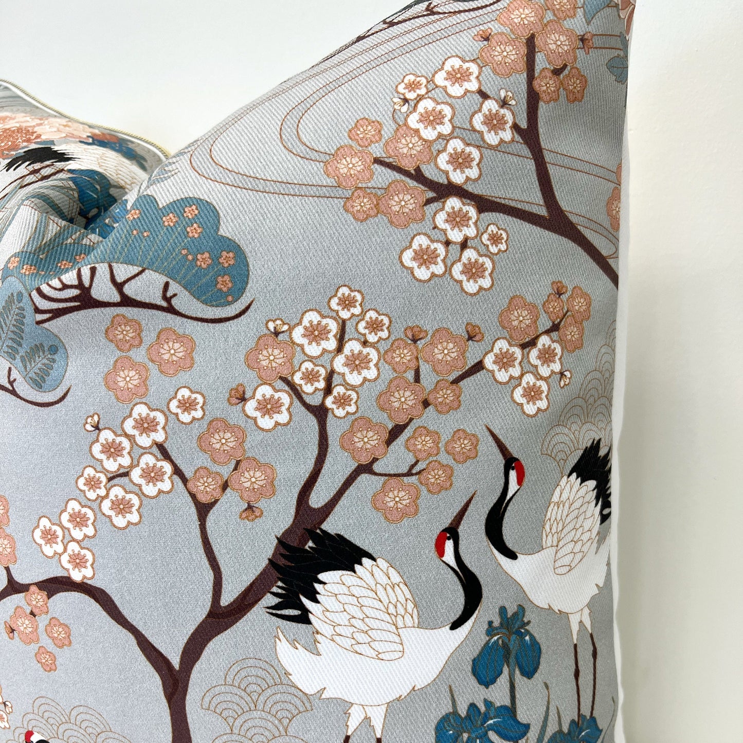 Cover Only | Gueth Japanese Garden Grey | Designed by Judith Gueth | Grandmillennial Accent Pillow | Chinoiserie