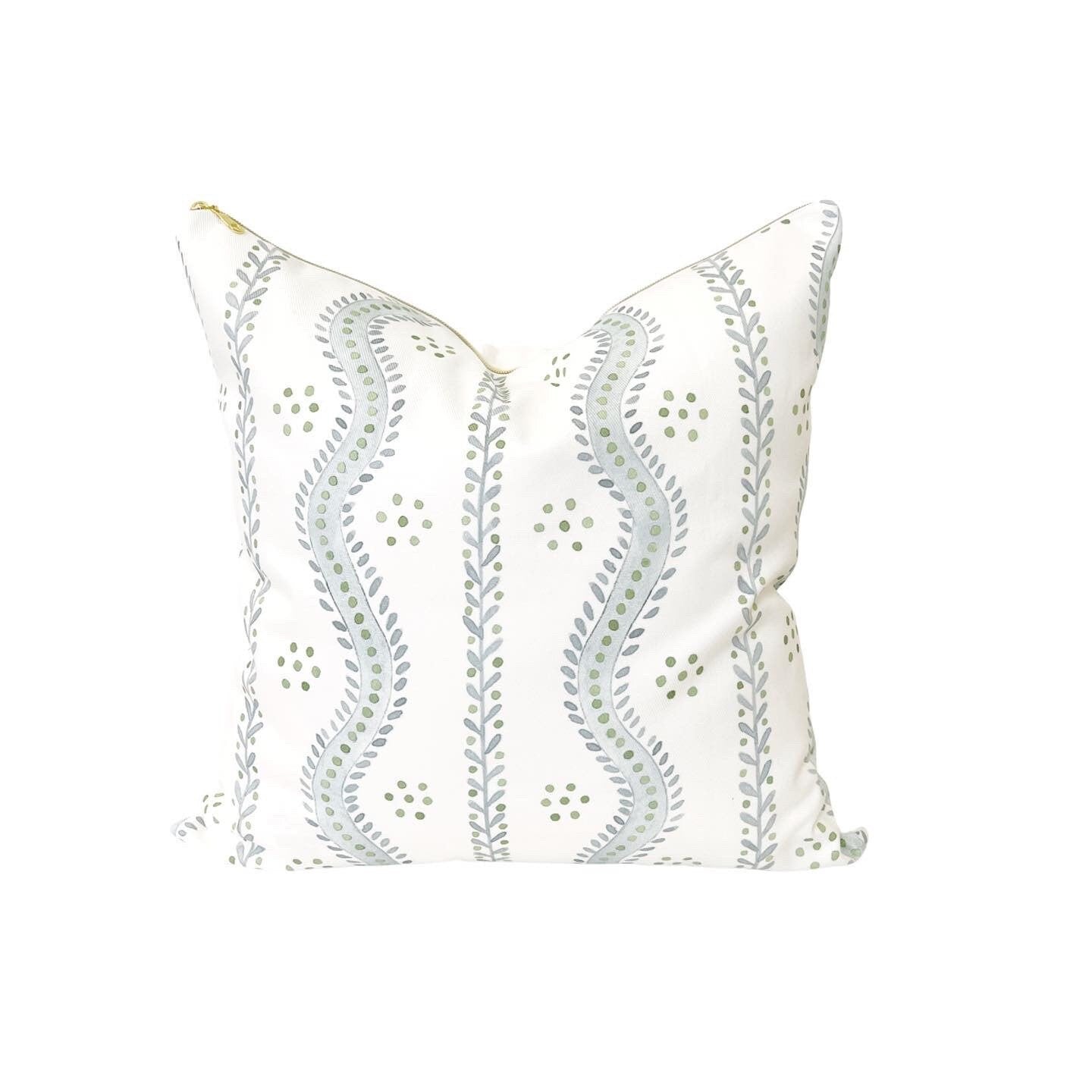 Cover Only | Andrew Stripe Soft Blue and Green | Designed by Danika Herrick | Grandmillennial Accent Pillow
