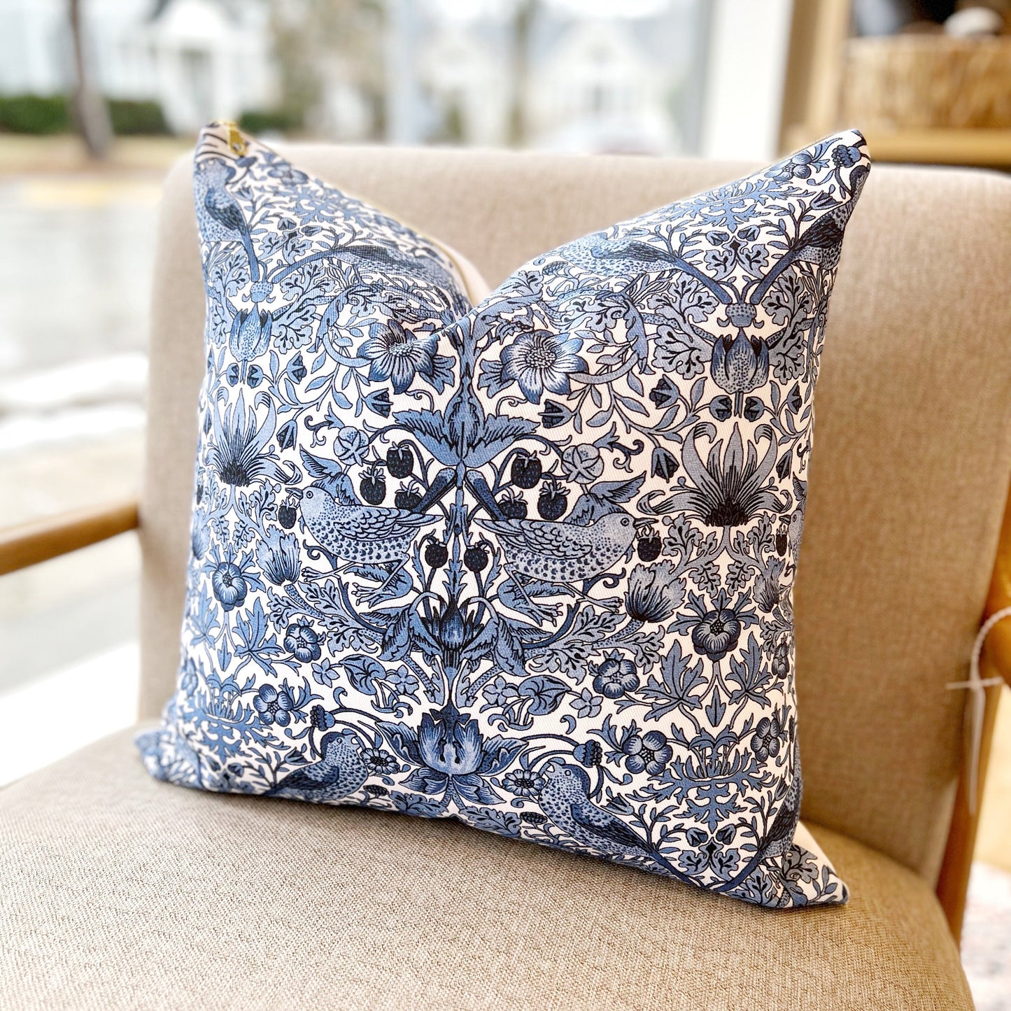 Cover Only | Strawberry Thieves | By William Morris | Grandmillennial Chinoiserie Home Decor