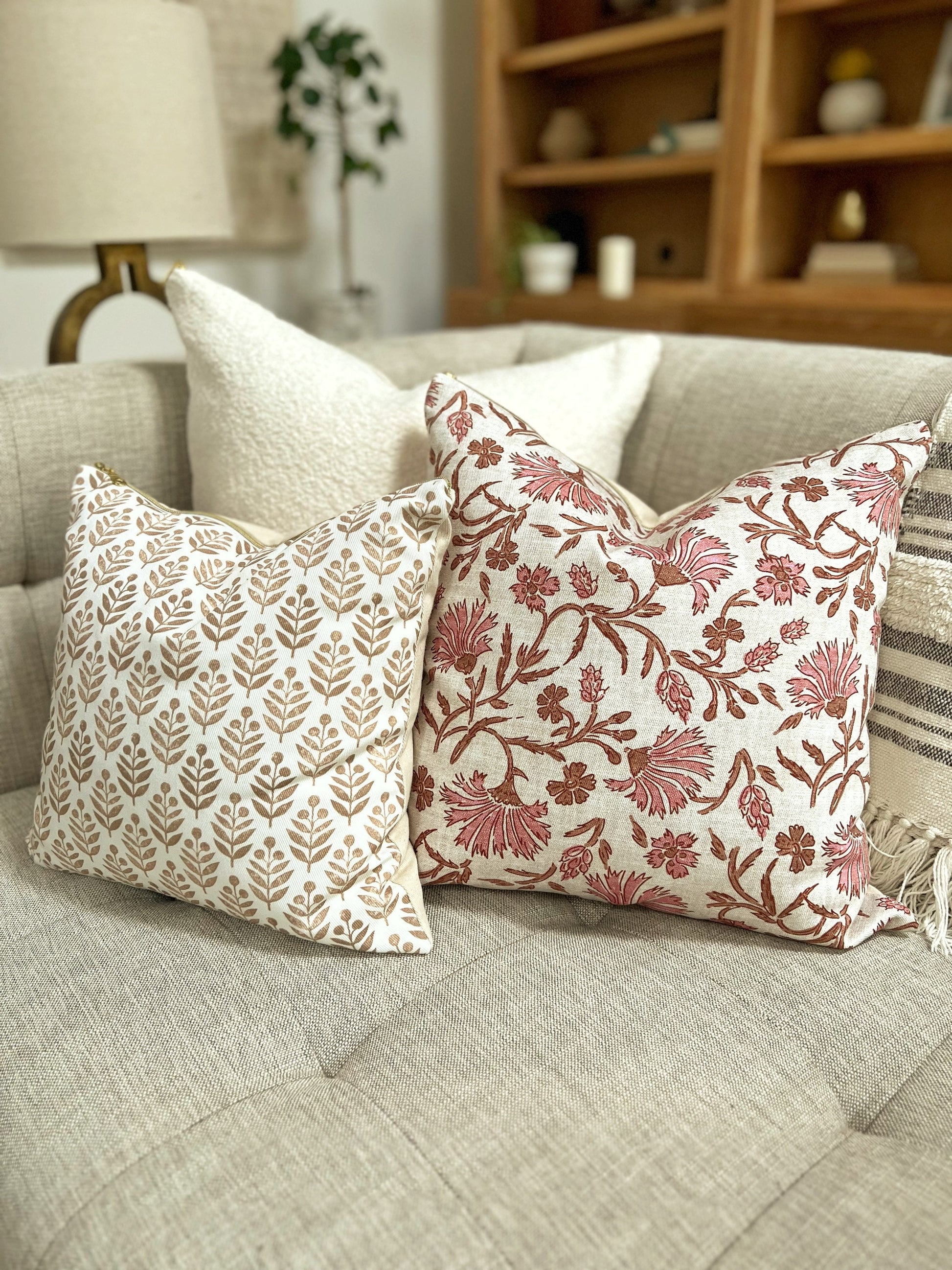 Cover Only | Kalami Floral Mauve | Designed by Holli Zollinger | Dogwood Denim Pillow Cover | Machine Washable