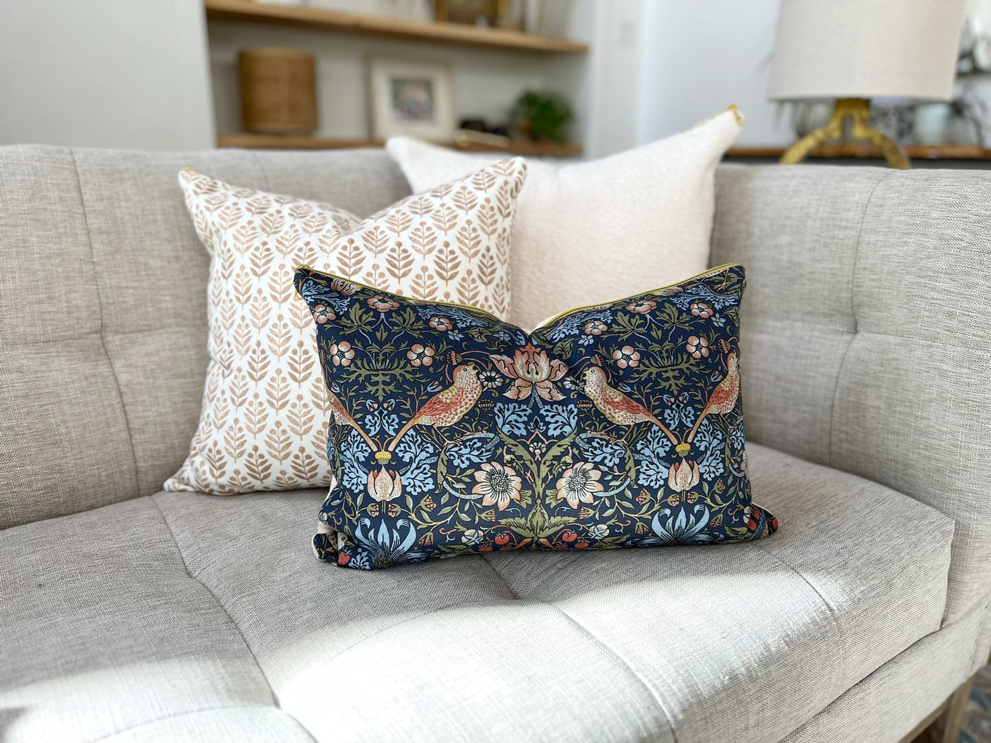 Cover Only | Strawberry Thief | Designed by William Morris | Grandmillennial Accent Pillow