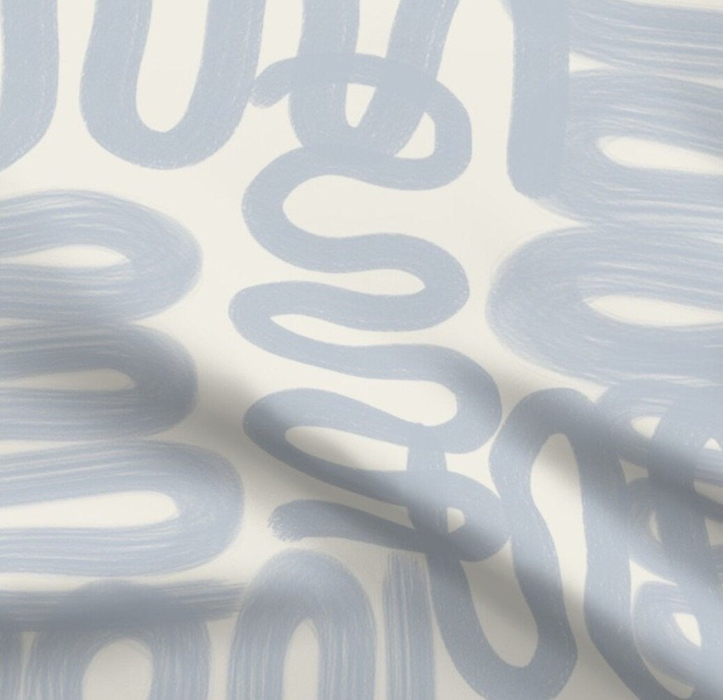 Cover Only | Blue and Cream Squiggles | Designed by Danika Herrick | Grandmillennial Accent Pillow