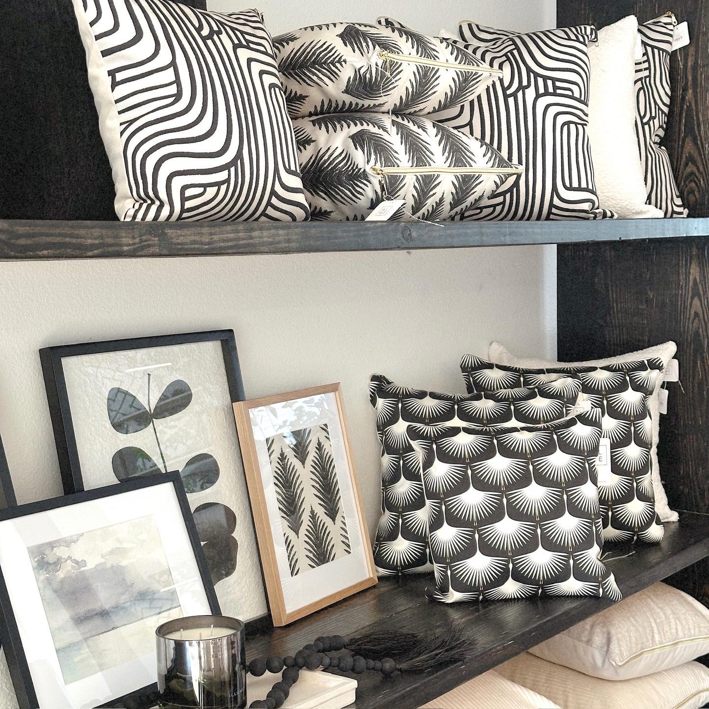 Cover Only | Art Deco Swans Black and Cream | Designed by Kate Rhees | Machine Washable