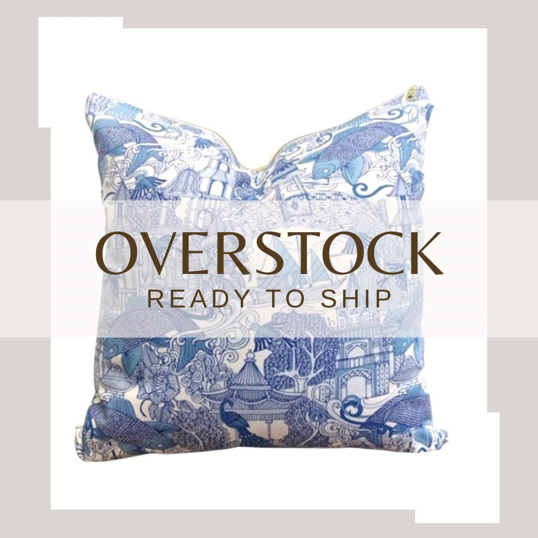 Overstock - Cover Only | Chinoiserie Toile Blue | Designed by Sharon Turner