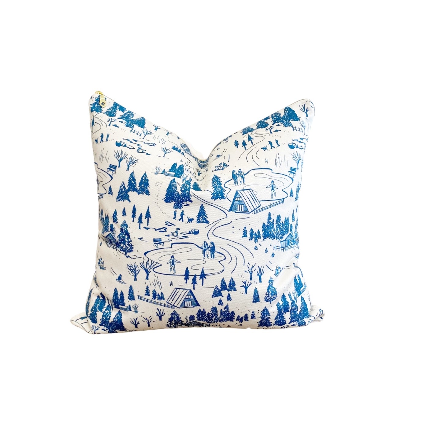 Fun in the Winter Toile Pillow Cover