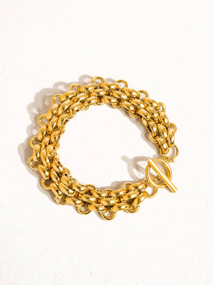 Donni 18K Gold Non-Tarnish Bold Weave Bracelet: Yellow Gold