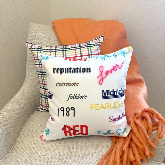 Taylor Swift - Eras Gingham + Albums Pillow Cover + Apricot Throw
