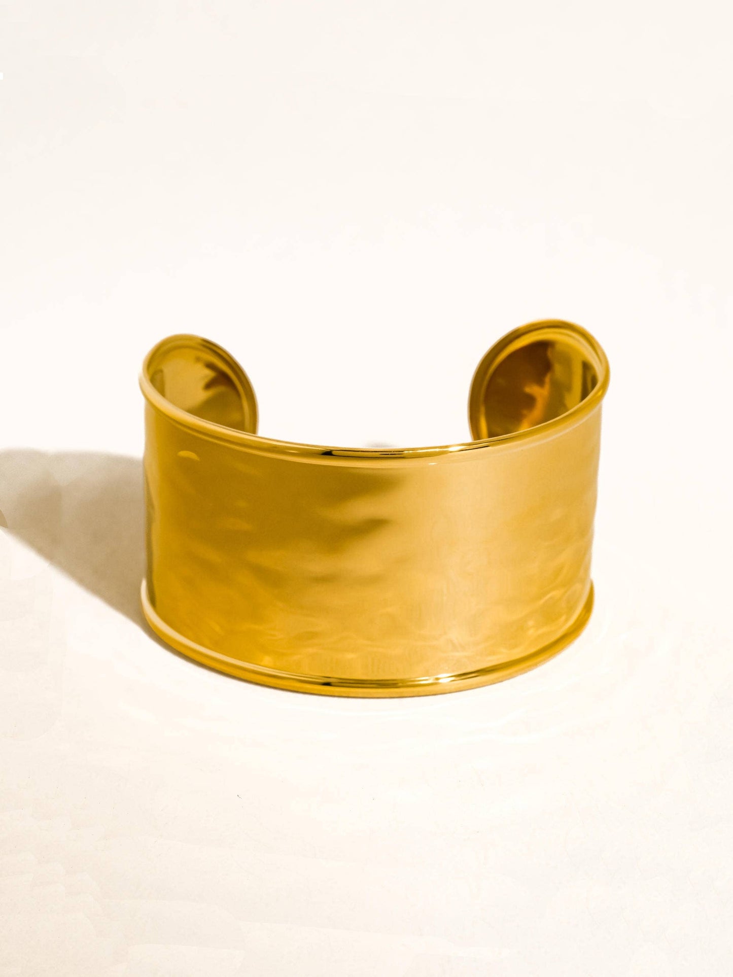 Calric 18K Gold Non-Tarnish Wide Statement Cuff Bracelet: Yellow Gold