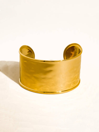 Calric 18K Gold Non-Tarnish Wide Statement Cuff Bracelet: Yellow Gold
