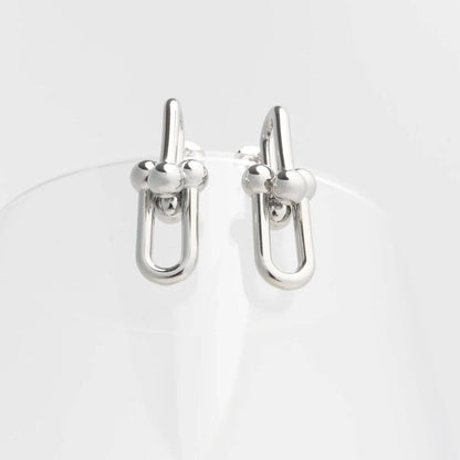 18K Gold PVD Thick Ulock Chain Earrings: Gold