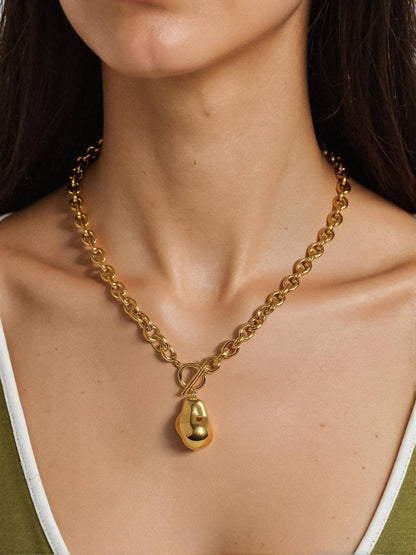 Ciel 18K Non-Tarnish Large Pearl Chain Necklace: Yellow Gold