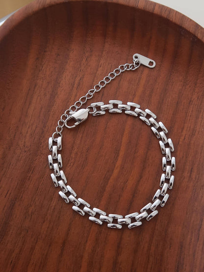 Forte 18K Gold Non-Tarnish Flat Chain Bracelet: Yellow Gold