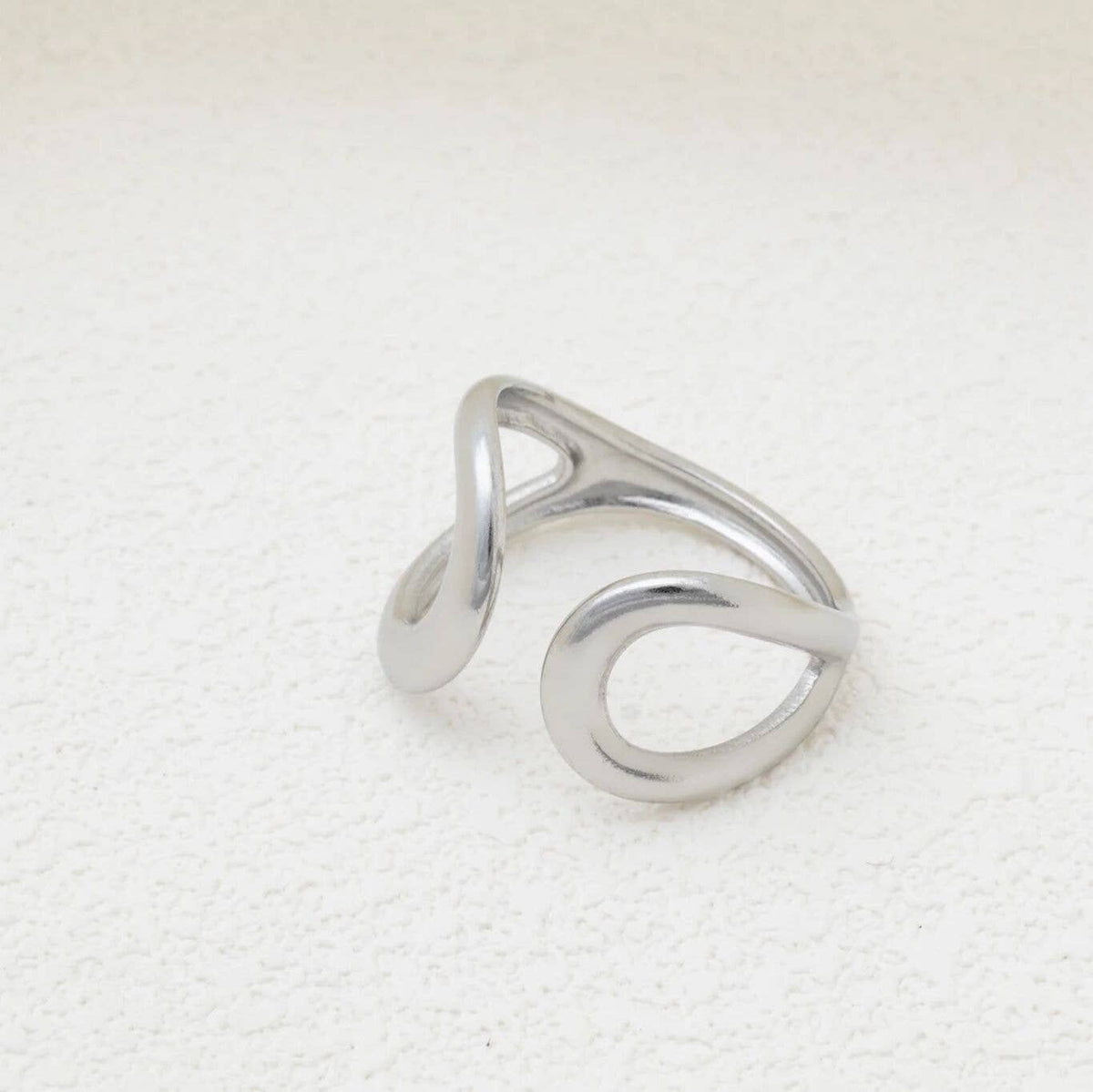 18K Gold PVD  Crescent Cuff Adjustable Ring: Gold