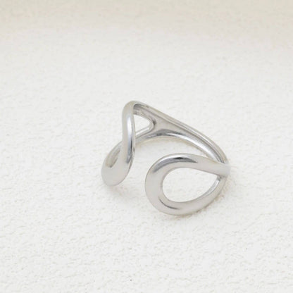 18K Gold PVD  Crescent Cuff Adjustable Ring: Gold