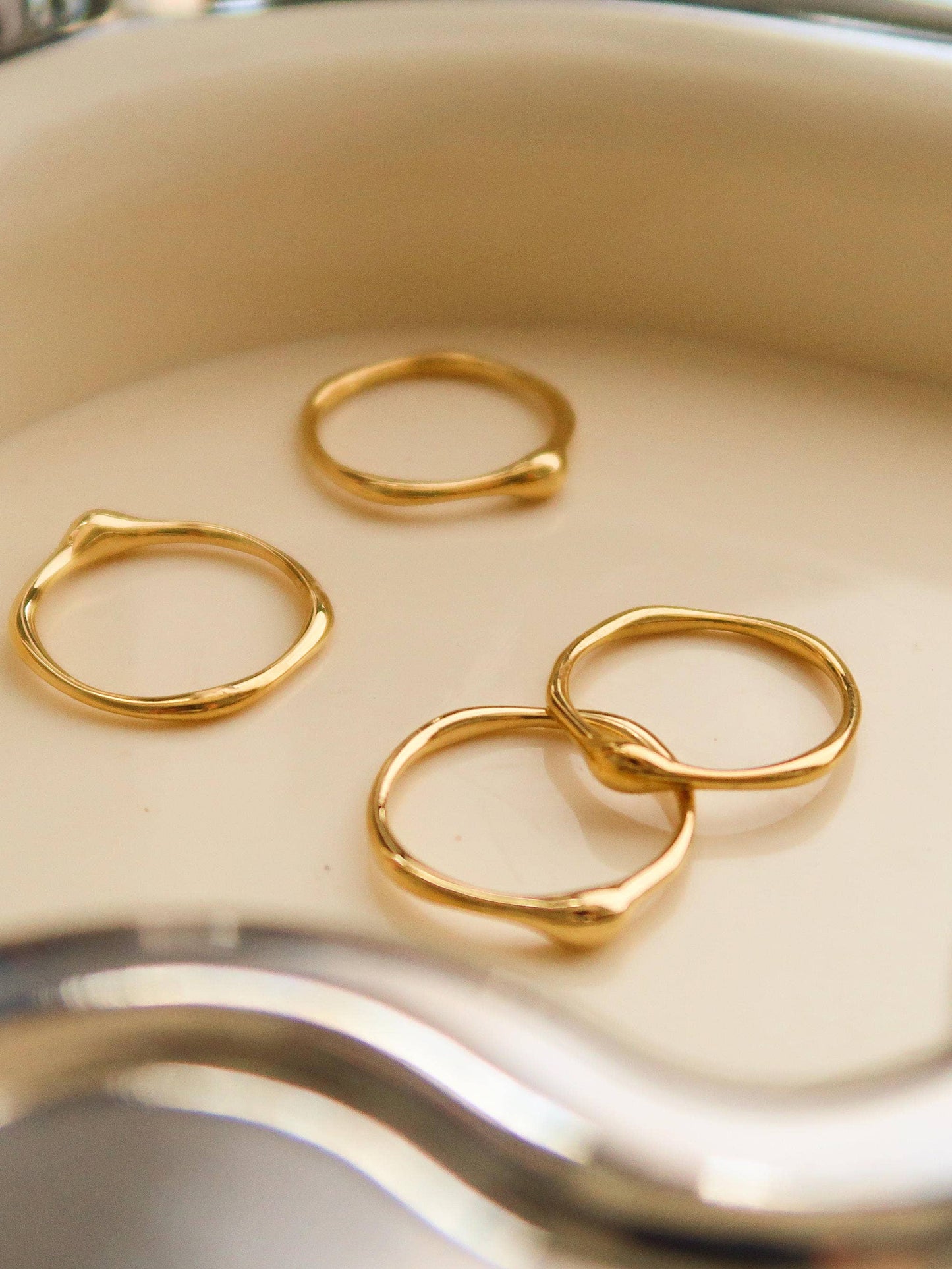 Rowena 18K Gold Non-Tarnish Minimalist Band Rings: Yellow Gold / 7
