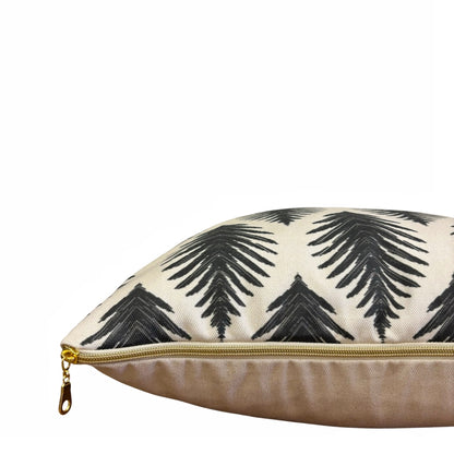 Stag Leaves Ikat Pillow Cover - Charcoal Gray and Ivory