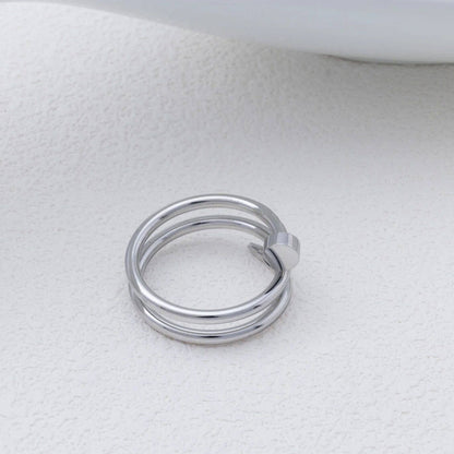 18K Gold PVD Twisted Nail Ring: Gold / 8