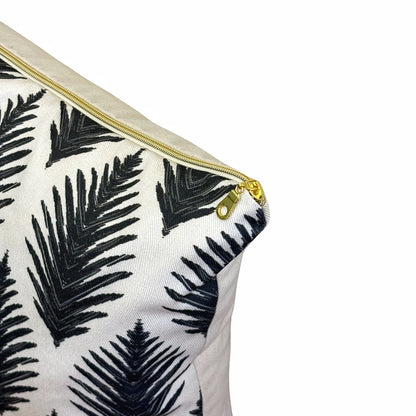 Stag Leaves Ikat Pillow Cover - Charcoal Gray and Ivory
