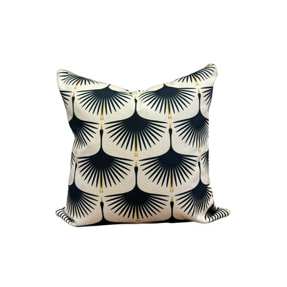 Art Deco Swans Pillow Cover - Navy