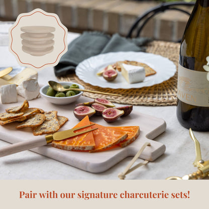 Wine Glass Charcuterie Plates - Set of 4, White-Washed