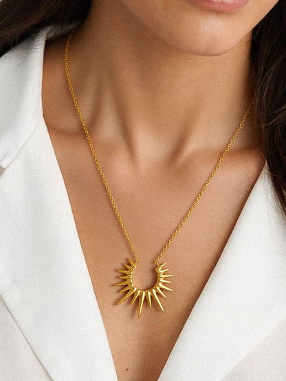 Muse Non-Tarnish Gold Sun Necklace: Yellow Gold