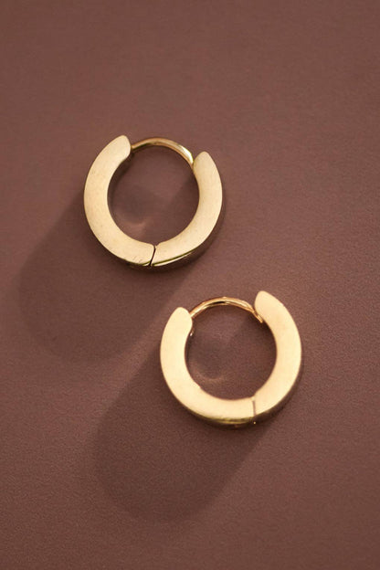 18K Gold Plated Waterproof Stainless Steel Hoop Earrings -