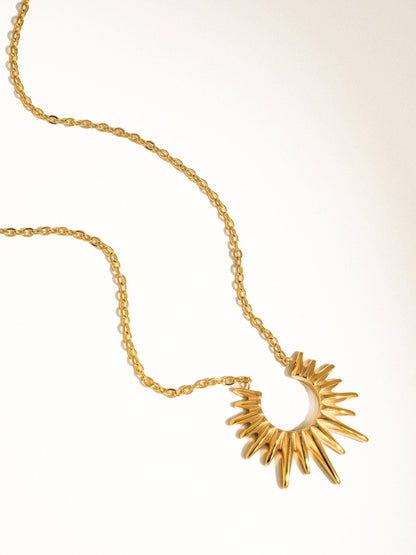 Muse Non-Tarnish Gold Sun Necklace: Yellow Gold