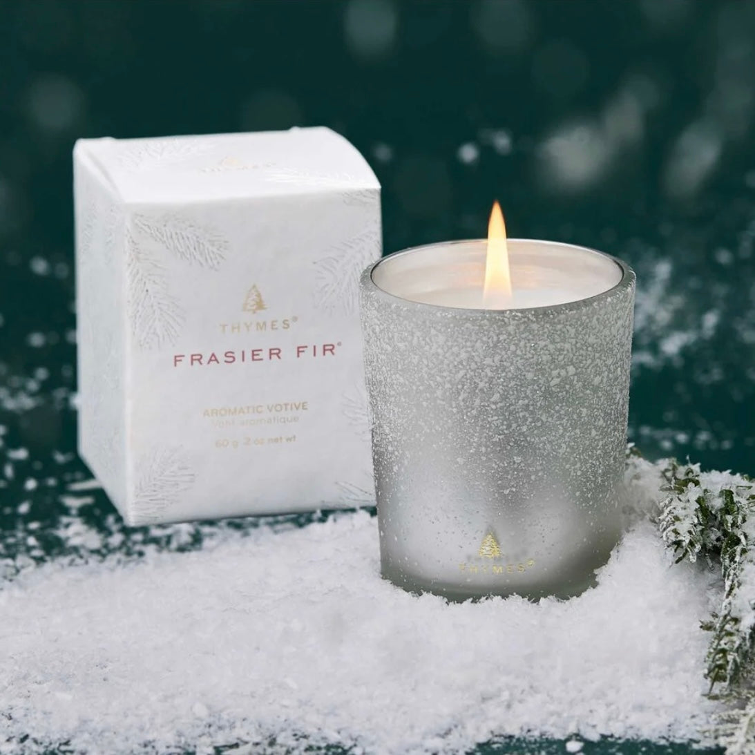 Thymes Frasier Fir Flocked Votive 2oz
