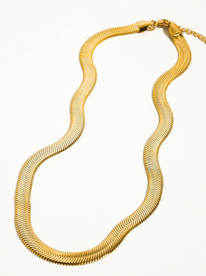 Juliana 18K Gold Non-Tarnish Flat Bold Snake Chain Necklace: Yellow Gold