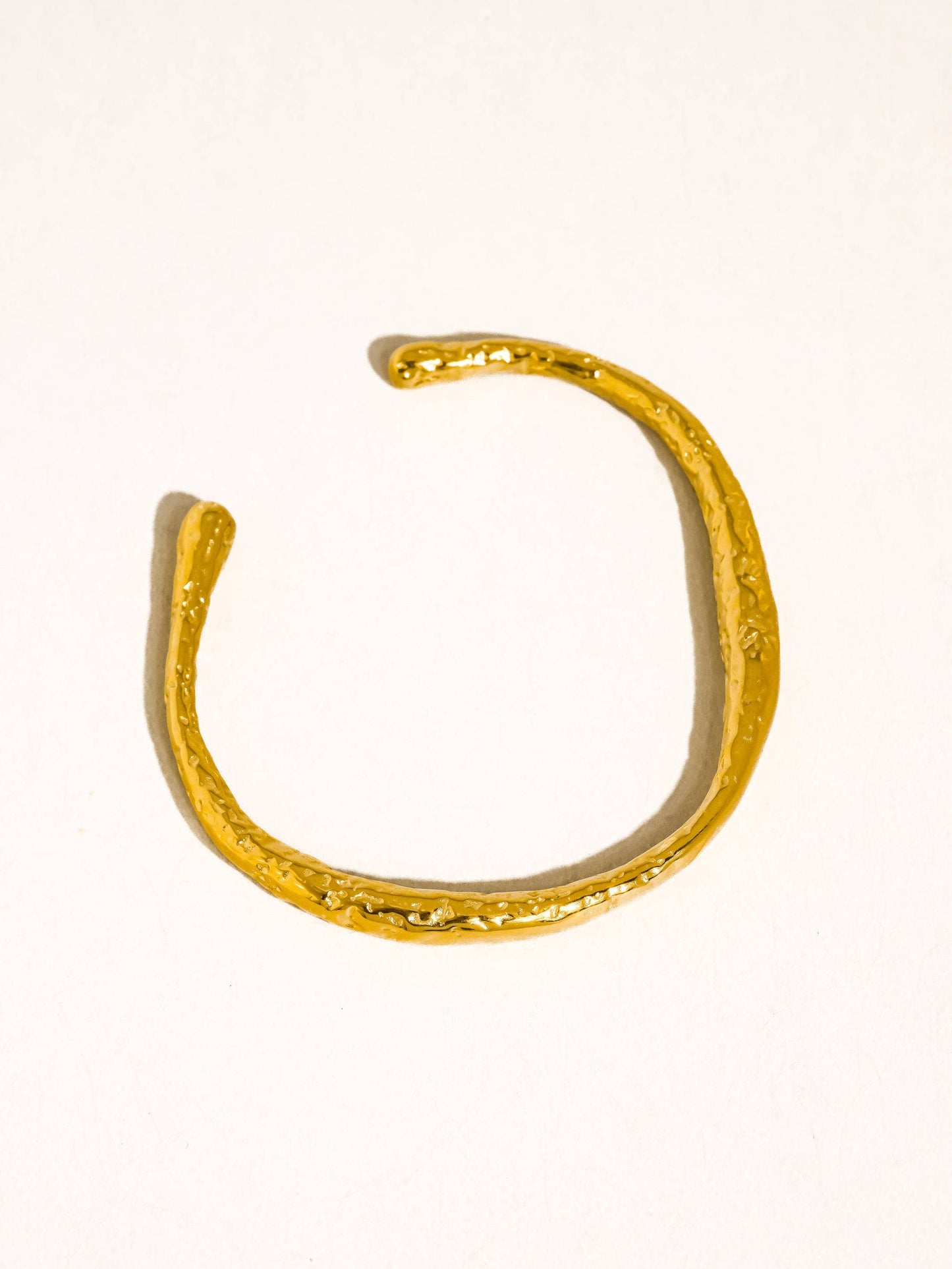 Ruvic 18K Gold Non-Tarnish Textured Open Cuff Bracelet: Yellow Gold