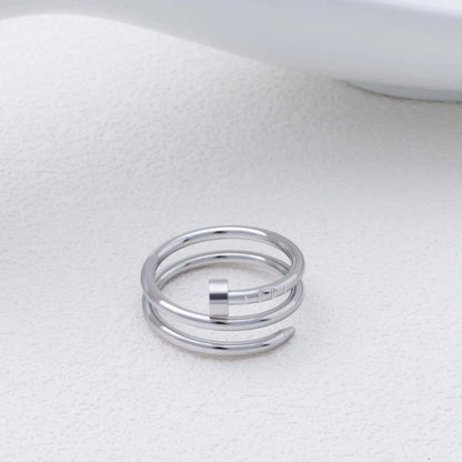 18K Gold PVD Twisted Nail Ring: Gold / 8