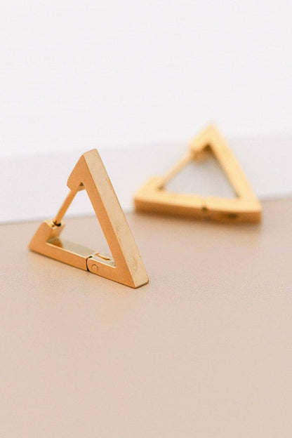 18K Gold Plated Waterproof Stainless Steel Hoop Earrings - 7113: S0OX3T7113 Gold