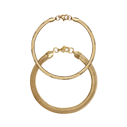 18K plated Herringbone Chain Bracelet: 7" / 3mm
