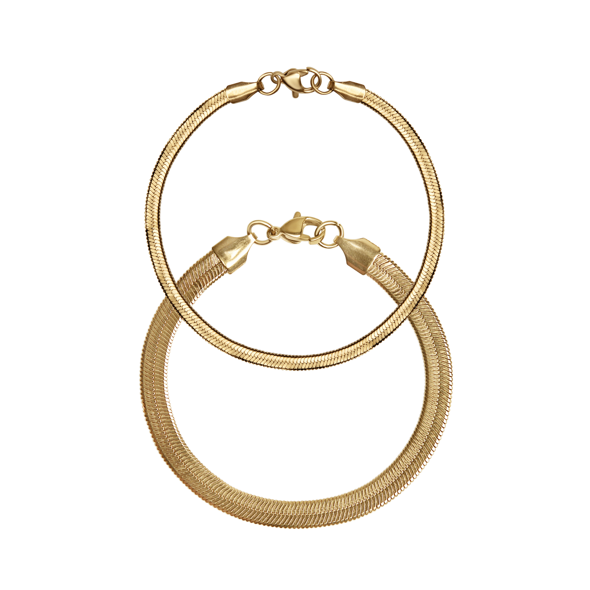 18K Gold plated Herringbone Chain Bracelet: 6.5" / 3mm